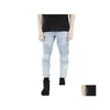 Jeans pour hommes Bleu / Noir Détruit Slim Denim Droit Biker Pantalon Skinny Hommes Ripped 28-38 Drop Livraison Vêtements Vêtements Dhetw