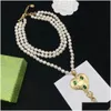 Boucles d'oreilles Collier 2023-Luxury Love Pearl Exagéré Noble Colliers Emerald Heart Danglers Ensembles de bijoux Cadeau d'anniversaire Anniversaire Dro Dhm7B