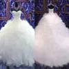 2018 Luxe Chérie Bretelles Robe De Bal Robes De Mariée Broderie Robes De Mariée Princesse Corset Organza Volants Plus La Taille Weddi249W
