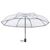 Umbrellas Fully Automatic Three-fold Transparent Umbrella Mini For Rain Clear Rainy Day Folding