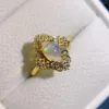 Küme Yüzükleri FS 5 7mm Doğal Opal S925 Sertifikalı Kadınlar İçin Gümüş Yüzük Güzel Moda Charm Düğün Mücevher Meibapj