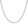 Hiphop VVS1 Diamond Bezel Necklace Real 14K/Gold 16/18/20in Moissanite Tennis Chain for Men Women