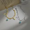 Link pulseiras boêmio pulseira para mulheres em camadas de aço inoxidável corrente folha natureza pedra charme pingente moda jóias presentes atacado