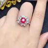Cluster Rings Natural Ruby Wedding Ring for Women 925 Sterling Silver äkta ädelsten födelsedagspresent årsdag