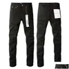 Mens Jeans Purple Designer för varumärkeshål Skinny Motorcykel Trendigt Rippat arbete året runt Slim Legged Drop Delivery Apparel Clothi DH9J3