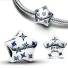 Sterling Sier Bold Sparkling Star Charm Bead Fit Original Armband Pendant Pärlor för kvinnor Fina smycken gåva