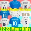 125. Italien Soccer Jerseys Player Version Maglie da Calcio långärmad Pellegrini Chiesa Barella Italia 23 Fotbollströjor T Kvinnor Män Set Kids Kit Training Uniform