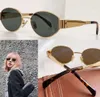 Jb55 Sunglasses Arc De Triomphe Oval Frame Cl40235 Womens Gold Wire Mirror Green Lens Metal Leg Triplet Signature on Temple