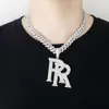 Rap Hip Hop ketting dubbele R grote beginletter fijne sieraden aangepaste hanger Moissanite Vvs Sterling Sier Punk 1st