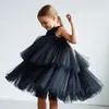 Vestidos de niña para niños, vestido Formal sencillo para boda, vestidos de fiesta de cumpleaños, Navidad, encaje de tul, flor hinchada