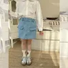 Shorts crianças roupas meninas saia 2024 primavera estilo coreano moda all-matching denim culottes cor sólida casual simples