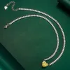 Fashion New Moissanite Love Heart Diamond Tennis Necklace Exquisite Colorful Treasure Heart Stone Female All-match Romantic Gift