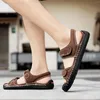 Sandaler 2024 Summer Men's Breattable Daily Sports Beach Outdoor Shoes Mens Open Toe Leather Slide for Men 7