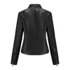 Women's Jackets Stand-up Collar Women Jacket Faux Leather Stylish Winter Windproof Coat With Stand