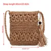 Heuptassen Boho Retro Crossbody Tas Natuurlijk strogeweven strand Uitgeholde kwast Schouderpakket Etnische stijl Kraal Versier handtas