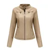 Women's Jackets Stand-up Collar Women Jacket Faux Leather Stylish Winter Windproof Coat With Stand