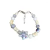 Braccialetti con ciondoli Bracciale con perline di stelle marine di cristallo in ceramica colorata Carino gioielli alla moda tutto-fiammifero da donna