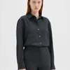 Camicette da donna Camicia in flanella di lana 2024 Top nero in stile minimalista autunno e inverno per donna