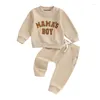 Clothing Sets Carolilly Toddler Baby Boys Outfits Letter Embroidery MAMA S BOY T-Shirt Long Sleeve Sweatshirts Pullover Pocket Pants 2PCs
