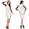 Casual Dresses M-XL Sexig Woman Dress 2024 Autumn Long Sleeve Mesh Patchwork Elegant Pencil Bodycon Female Vestidos