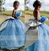 2022 Mignon Bleu Clair Pageant Party Sweet 15 Robes Filles Argent Gros Arc Spaghetti Robe De Bal Mini Quincenaera Robe Enfant 4094465