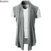 Kvinnors blusar skjortor Nya 2024 Spring Summer Men ärmlös jacka street mode stickad väst kofta punk hip hop waistcoat för man mens väst toppar yq240120