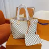 Kvällspåsar 2023Designer Luxury Shopping Bag 2st Set Handväska med plånboksläder Fashion New Women's Luxury Handbags A084