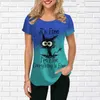 Blusas femininas camisas paródia camisetas engraçadas para mulheres manga curta 3d gato impressão hip hop cartoon camiseta verão estilo rua gradiente casual tops camisetas yq240120