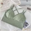 Йога -наряд Lu Выравнивание лимонных красоты Camisoles Tanks ice Silk Back Bras Bras Женщины кросс -ремни топ беспроводной нижнее белье отжима