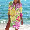 Kvinnors blusar Flower Printed Bikini Shirt Swimsuit Cardigan Holiday Beach Shirts Dress