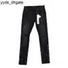 Purple Jeans Classic Men's Brand Low Rise Skinny Men Black Harts Knee Slit Stretch Denim Pants Kxhg