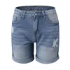 Calças de brim femininas buraco shorts senhoras verão calças jeans com bolsos botão alta ascensão sexy casual magro para mulheres finas vestidos