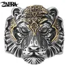 Anelli a grappolo in argento sterling 925 King Of Tiger Anello con dettagli alti Mens Biker Rock Punk Formato ridimensionabile aperto US 8,5-10