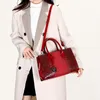 Women shoulder bag 5 colors this year popular solid color patent leather tote bag large capacity three piece fashion handbag daily Joker lizard pattern handbag 5916#