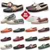 Patroon Men Schoenen Merk Gedrukt Flat Casual Shoe Business Office Oxfords Echt lederen ontwerpers Metal Buckle Suede Loafer EUR 38-45 GAI 991