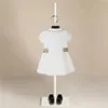 Moda Ragazze Abito estivo in cotone Bianco Couverture Colletto Bella Abbigliamento casual Bambini Abiti Tasca per bambini 1-7 anni 240119