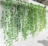 Decorative Flowers 2.1M Artificial IVY Leaf Rattan Faux Grape Sweet Vines Small Green Leaves Plant Garland Creeper Wreath Home Restaurant