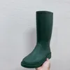 Bottes de pluie en caoutchouc à bout rond pour femme, chaussures de printemps et d'automne à fond épais, mi-mollet décontractées