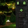 Decorações de jardim casa de bonecas em miniatura janela da porta de fadas para árvores brilham no escuro arte escultura decoração miniaturas y5gb