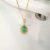 Gemstone Real Solid Lab Grown Emerald Diamond Pendant Necklace For Women Jewelry Gift Custom 14K 9K Gold