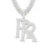 Rap hip hop colar duplo r grande letra inicial jóias finas pingente personalizado moissanite vvs sterling sier punk 1 pçs