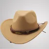 Bérets unisexe classique large bord casquette rétro cowboys Panama chapeau laine casquettes pour danses comédies musicales fêtes