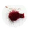 Hair Accessories 12pcs/lot Mini Solid Fur Pompom Ball Girls Small Lovely Baby Hairclip Kids Hairpins Pom Hairball Clips