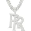 Rap hip hop colar duplo r grande letra inicial jóias finas pingente personalizado moissanite vvs sterling sier punk 1 pçs