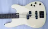 Op voorraad 4 snaren Duff Mckagan Precision Bass Cream White elektrische basgitaar Skull Bone gegraveerde nekplaat Zwarte kop Zwarte hardware