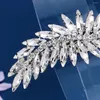 Hair Clips Korean Ins Crystal Leaf Spring Hairpin For Women Fashion Rhinestone Back Head Clip Accessories Jewelry Headwear