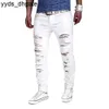 Purple Jeans Sfit Mode Solide Hommes Blanc Hommes Sexy Ripped Trou Détresses Lavé Skinny Mâle Casual Vêtements d'extérieur Pantalons Hip Hop 2021 5XL2