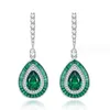 3CT Ins Top Sell Dangle Earring Original Sparkling Luxury Jewelry Real 100% 925 Sterling Silver Natural Ruby Emerald Gemstones Party Women Drop Earring Gift