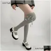 Calcetines Medias Mujeres Preppy Estilo Dulce Kawaii Blanco Rodilla Alto Femenino Otoño Invierno Lindo Arco Y Medias Slim All-Match Y2K Muslo Drop Dhwyv