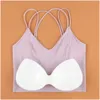 Йога -наряд Lu Выравнивание лимонных красоты Camisoles Tanks ice Silk Back Bras Bras Женщины кросс -ремни топ беспроводной нижнее белье отжима